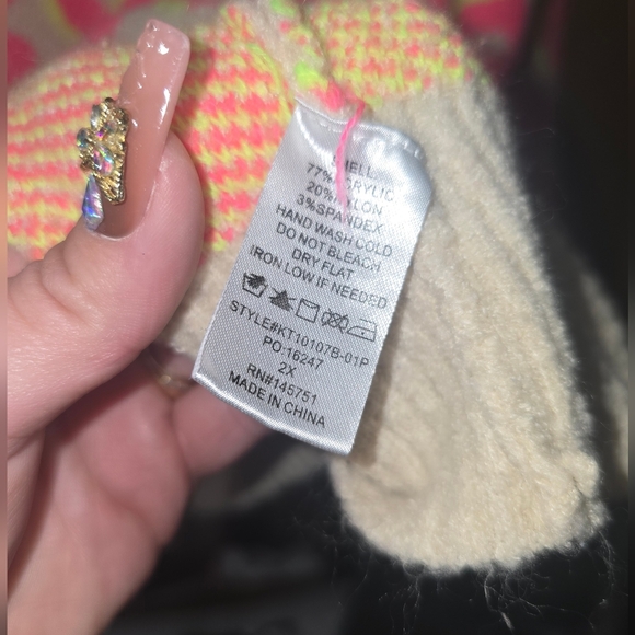 NWOT GLITZY GIRLZ NEON LEOPARD SWEATER 2X - Picture 5 of 6